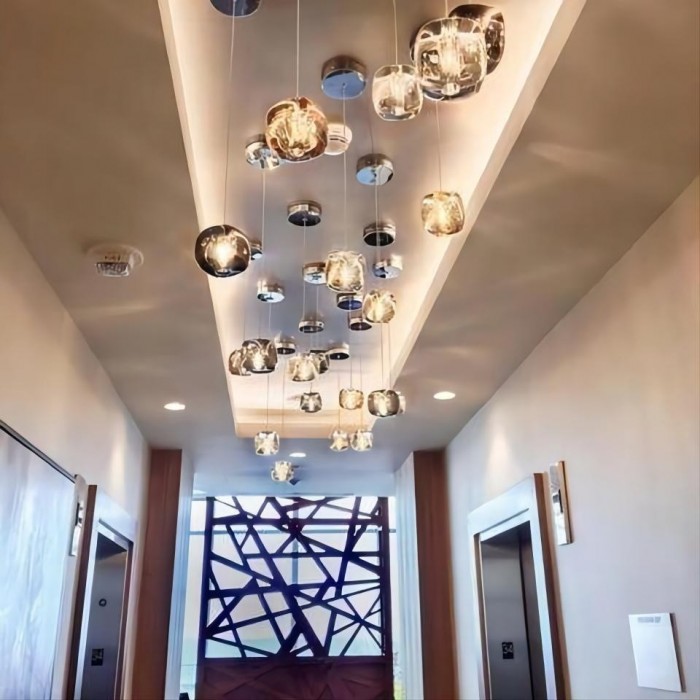 Cubie Chandelier Smoked Glass Globe Pendant Light for Kitchen Island