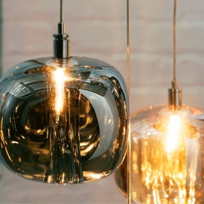 Cubie Chandelier Smoked Glass Globe Pendant Light for Kitchen Island