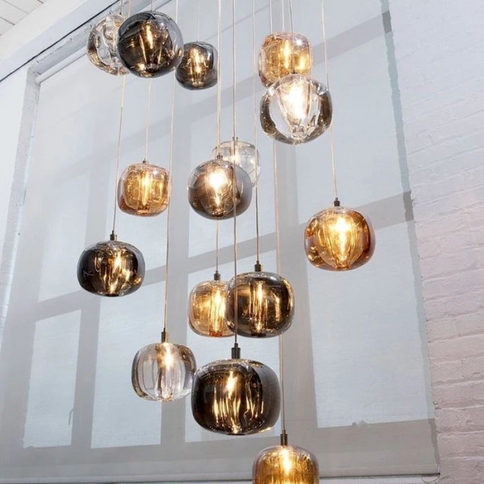 Cubie Chandelier Smoked Glass Globe Pendant Light for Kitchen Island