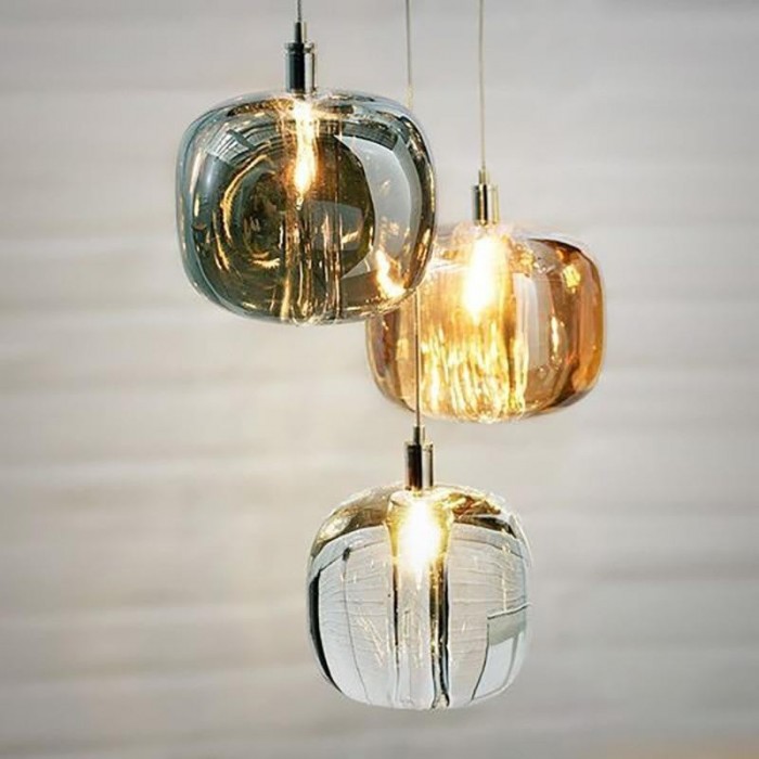 Cubie Chandelier Smoked Glass Globe Pendant Light for Kitchen Island