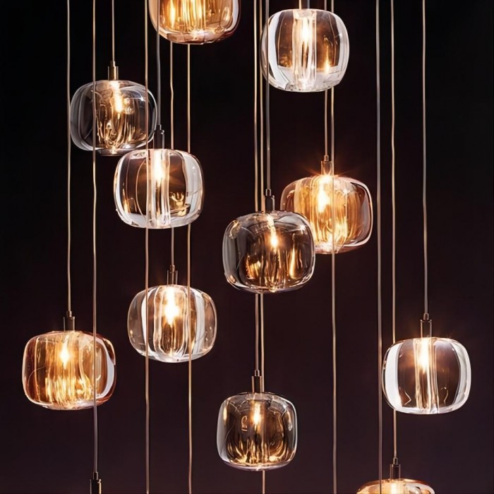 Cubie Chandelier Smoked Glass Globe Pendant Light for Kitchen Island