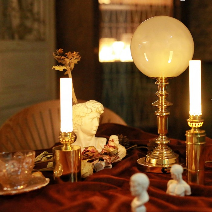 Vintage frosted glass globe table lamp