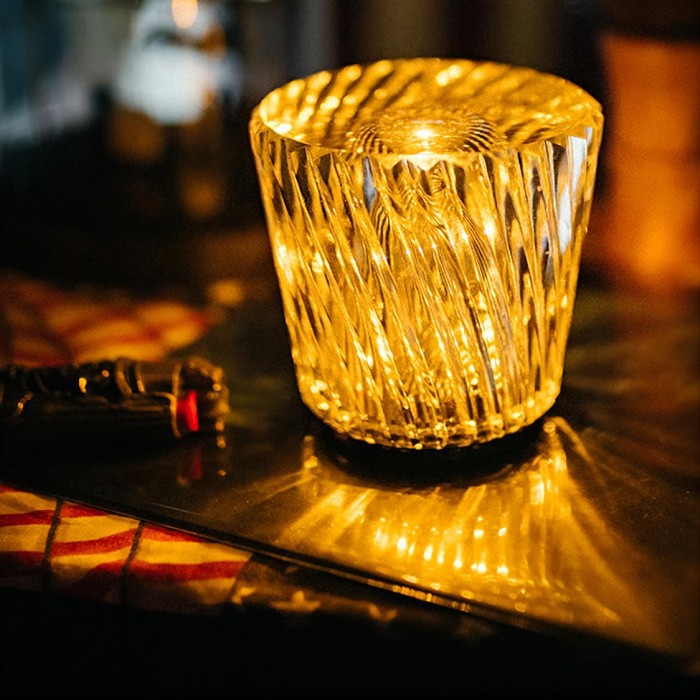 Crystal Battery Wine Glass Table Lamp