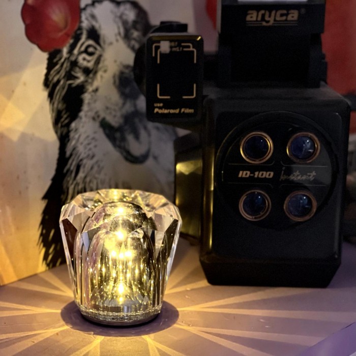 Crystal Battery Wine Glass Table Lamp