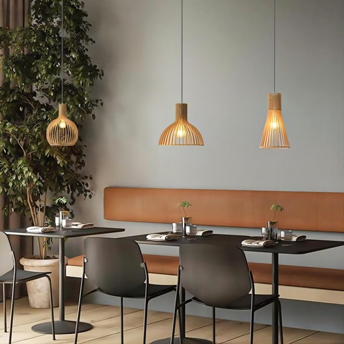 Cage hanging lamp wooden