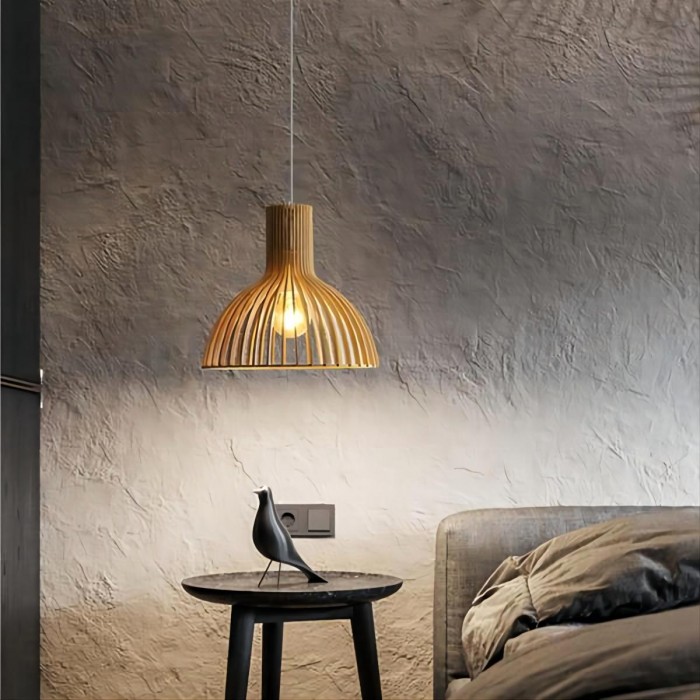 Cage hanging lamp wooden