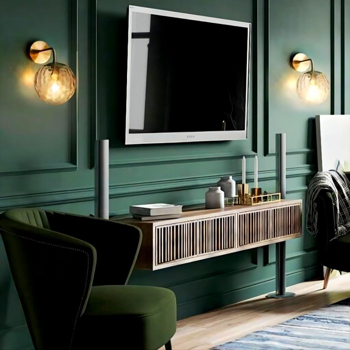 Miira Modern Metal Iron wall light with Blown Clear Glass for Bedroom