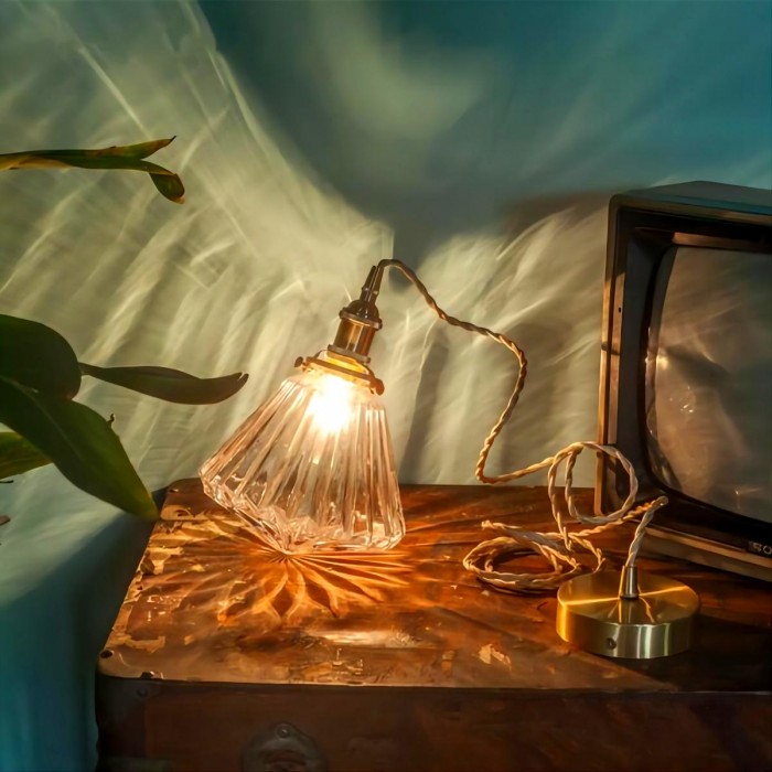 Antique Clear Ribbed Glass Pendant Light for Bedroom and Kitchen