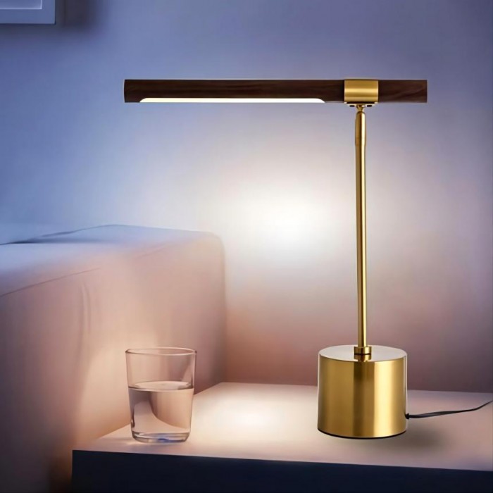 Линейная деревянная светодиодная настольная лампа