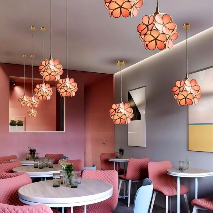 Романтический ручной выдувной стеклянный цветок Лепесток подвесной светильник для детской спальни