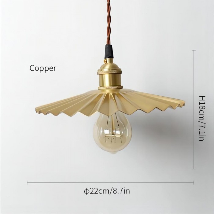 Copper umbrella pendant lamp