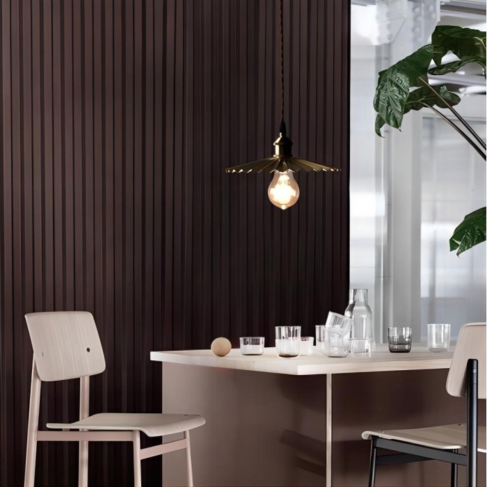 Copper umbrella pendant lamp