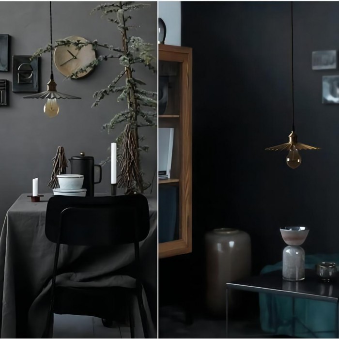 Copper umbrella pendant lamp