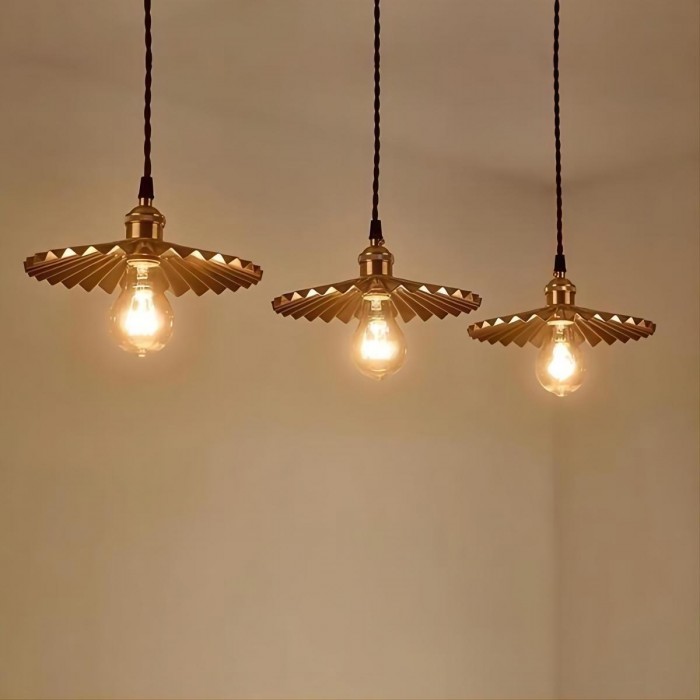 Copper umbrella pendant lamp