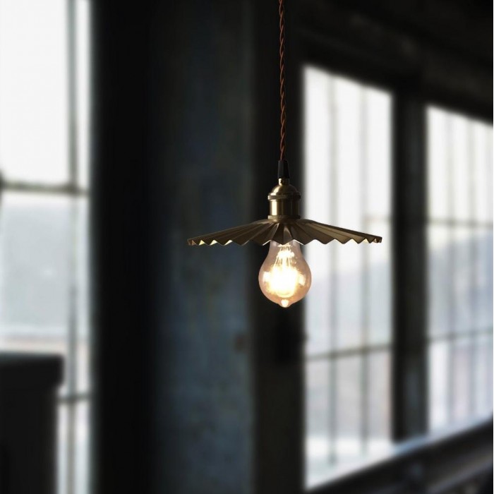 Copper umbrella pendant lamp