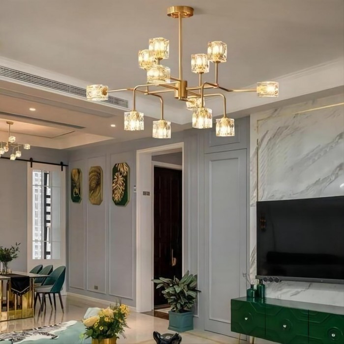 Квадратная хрустальная люстра