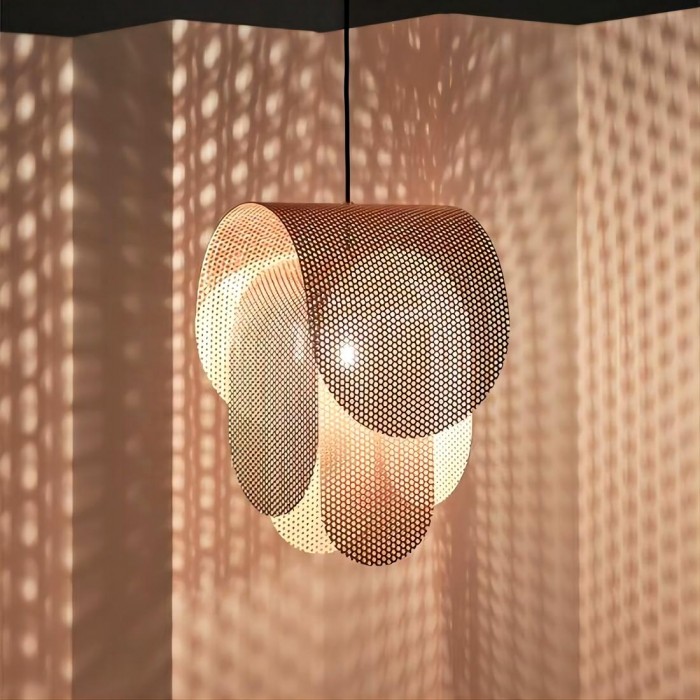 Perforated metal pendant lamp