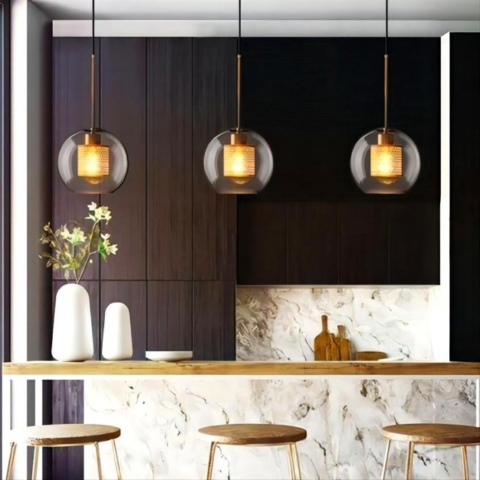 Industrial Chiswick Glass Pendant Light Fixtures for Dining Room