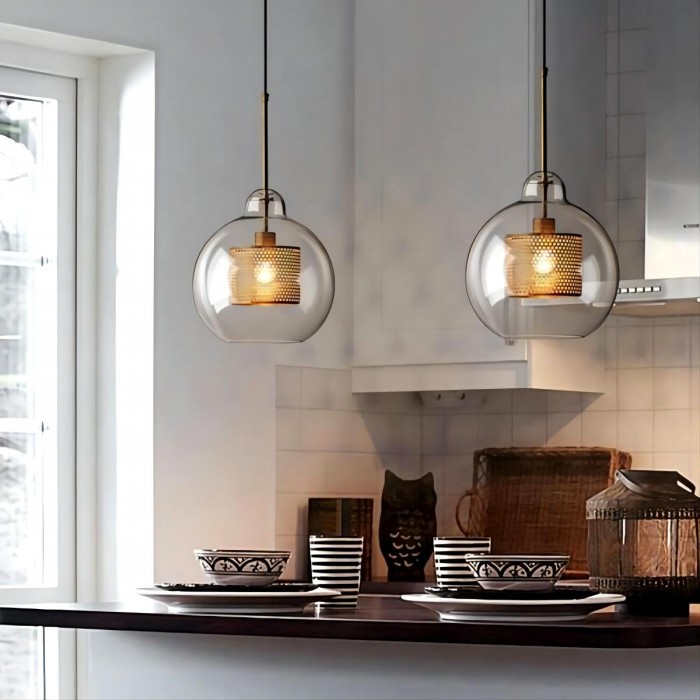 Industrial Chiswick Glass Pendant Light Fixtures for Dining Room