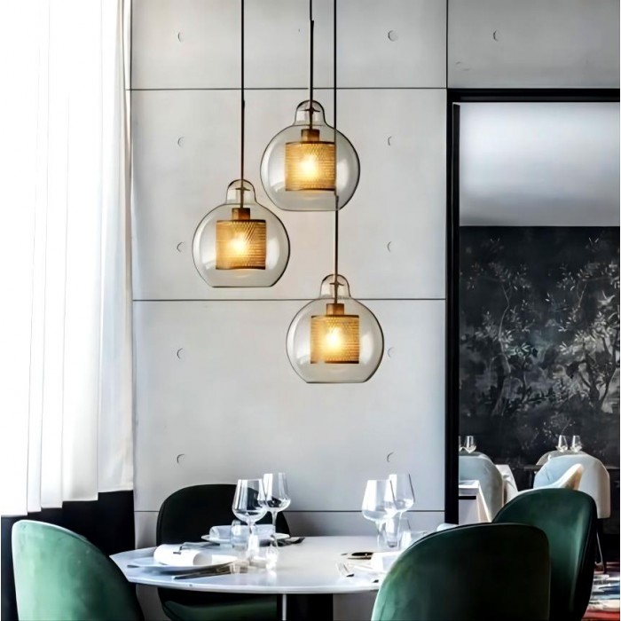 Industrial Chiswick Glass Pendant Light Fixtures for Dining Room