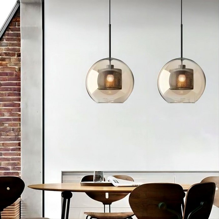 Industrial Chiswick Glass Pendant Light Fixtures for Dining Room