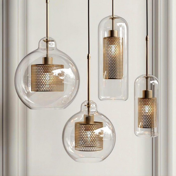 Industrial Chiswick Glass Pendant Light Fixtures for Dining Room