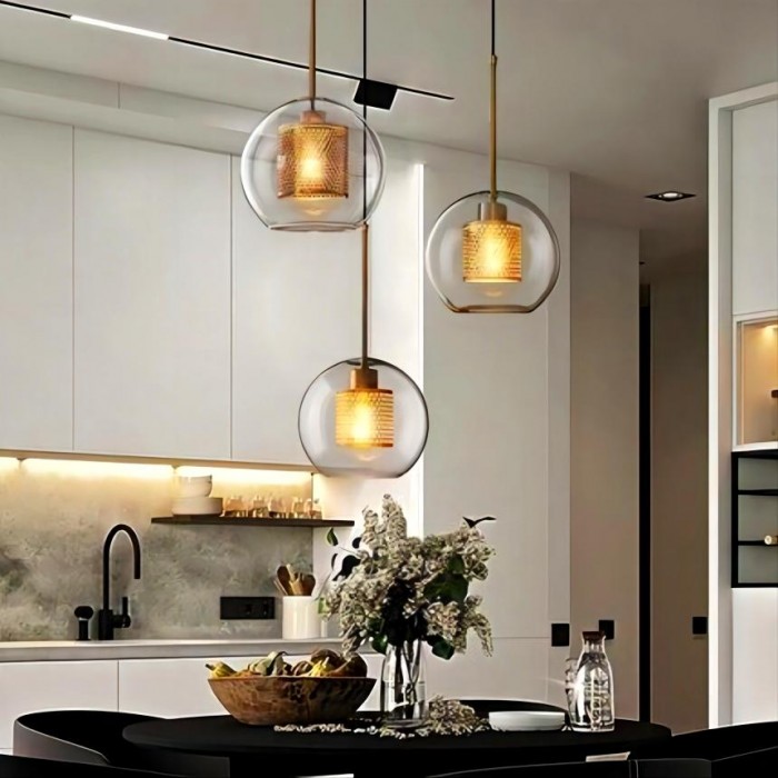 Industrial Chiswick Glass Pendant Light Fixtures for Dining Room
