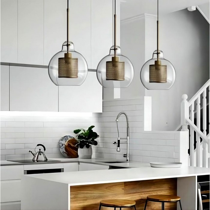Industrial Chiswick Glass Pendant Light Fixtures for Dining Room