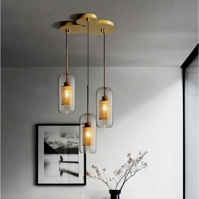 Industrial Chiswick Glass Pendant Light Fixtures for Dining Room