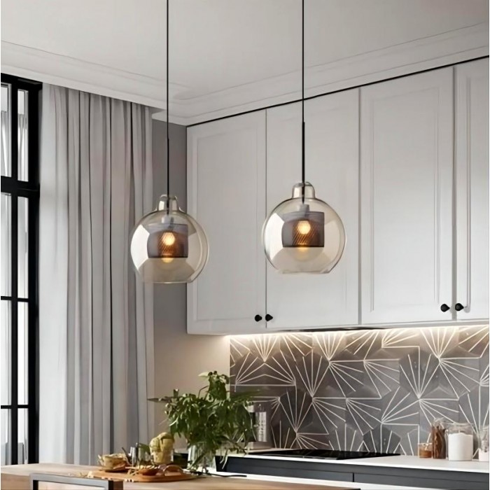 Industrial Chiswick Glass Pendant Light Fixtures for Dining Room