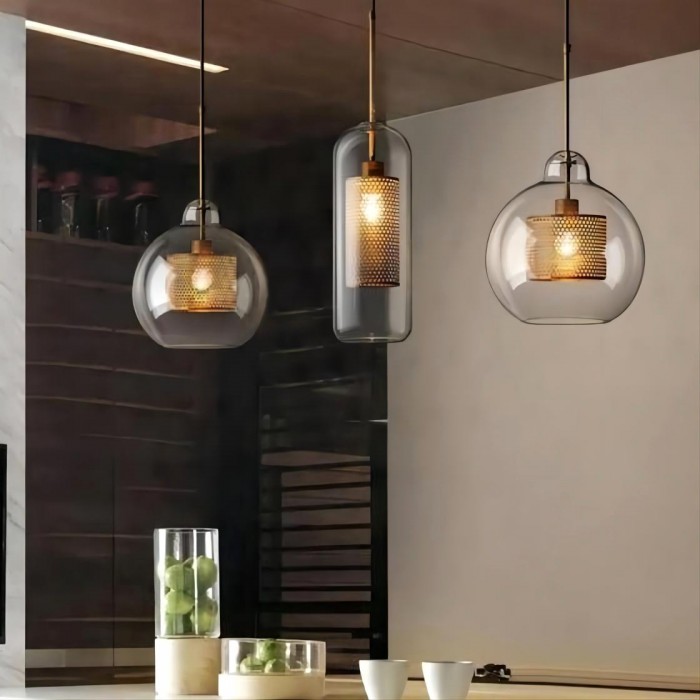 Industrial Chiswick Glass Pendant Light Fixtures for Dining Room