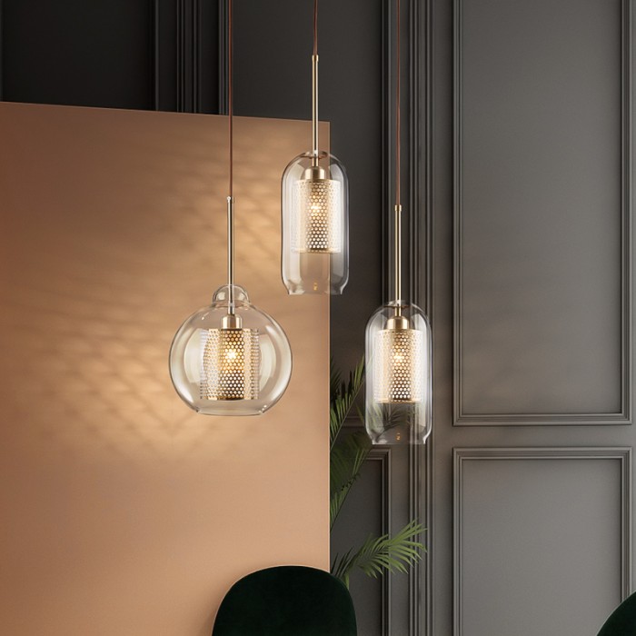 Industrial Chiswick Glass Pendant Light Fixtures for Dining Room