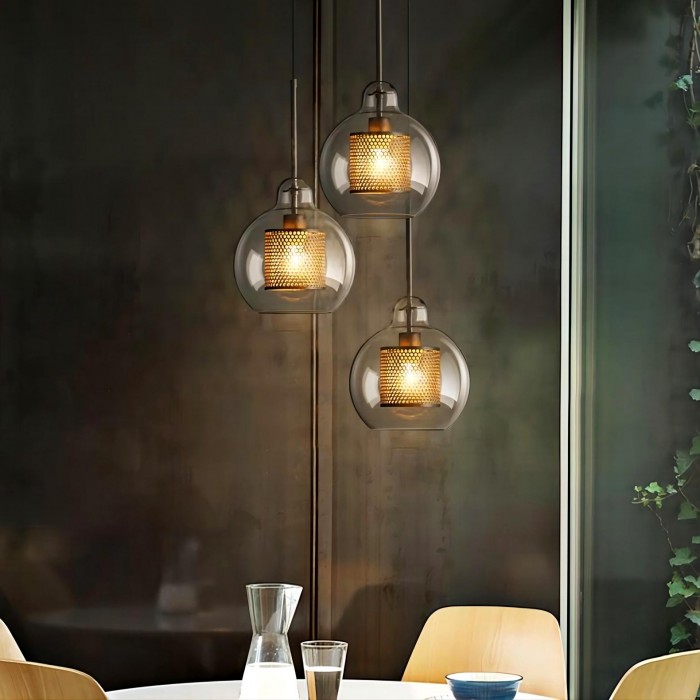 Industrial Chiswick Glass Pendant Light Fixtures for Dining Room