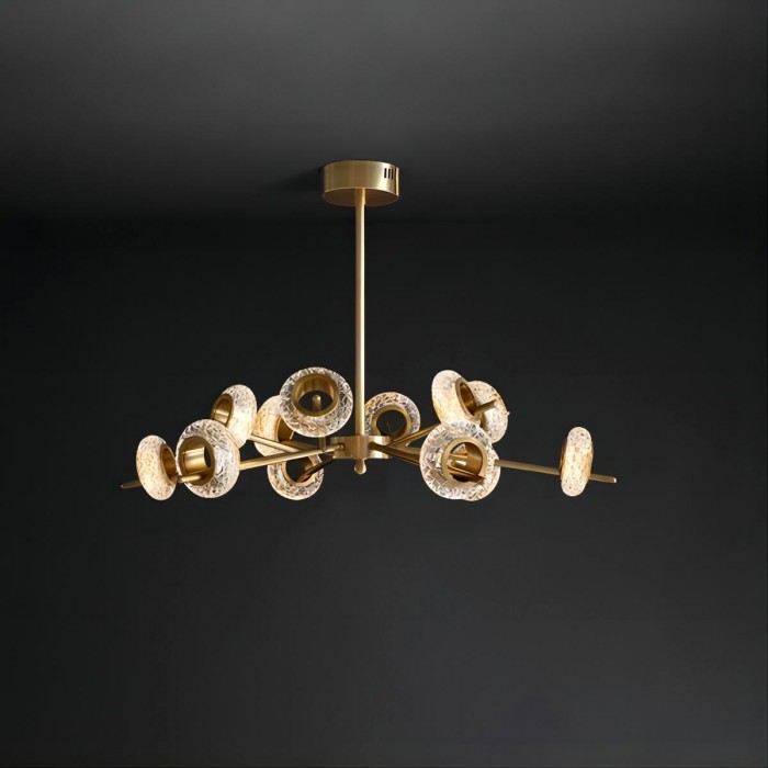 Led crystal chandelier brass
