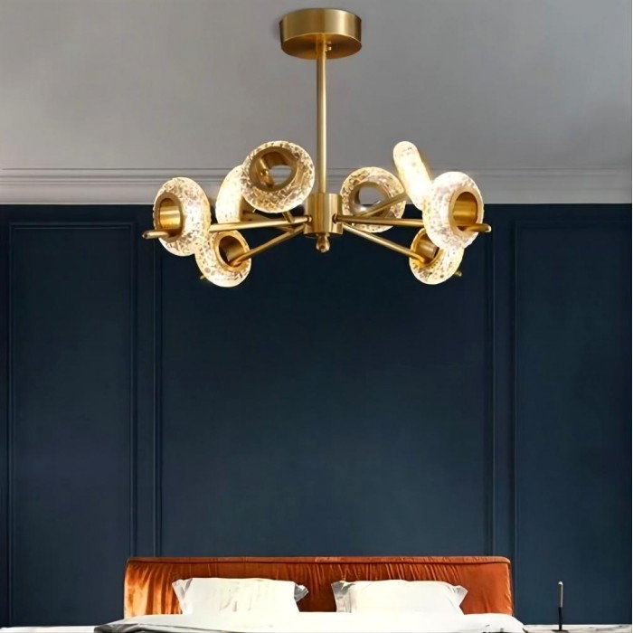 Led crystal chandelier brass