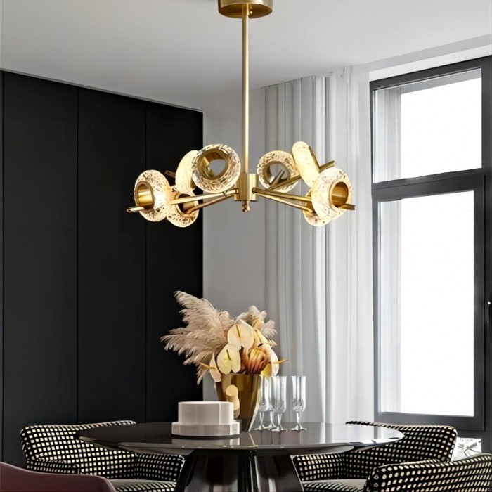 Led crystal chandelier brass
