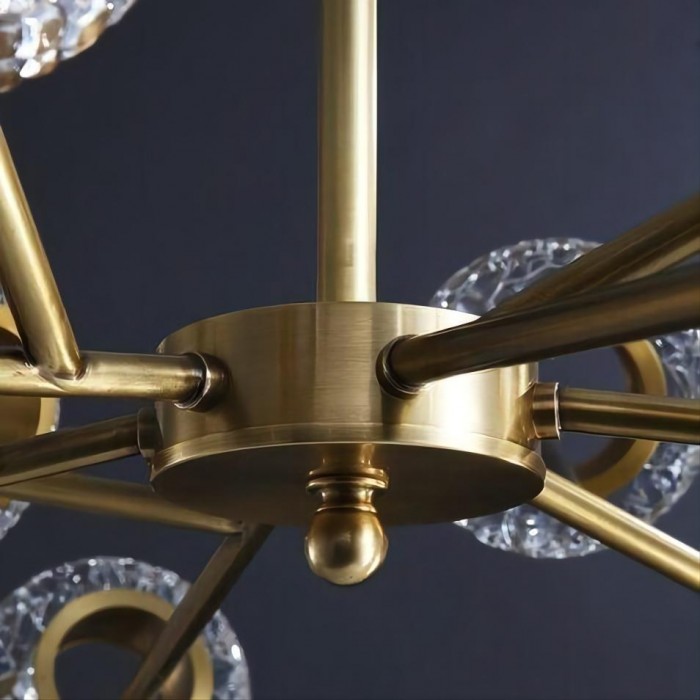 Led crystal chandelier brass