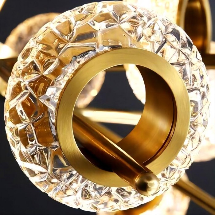Led crystal chandelier brass