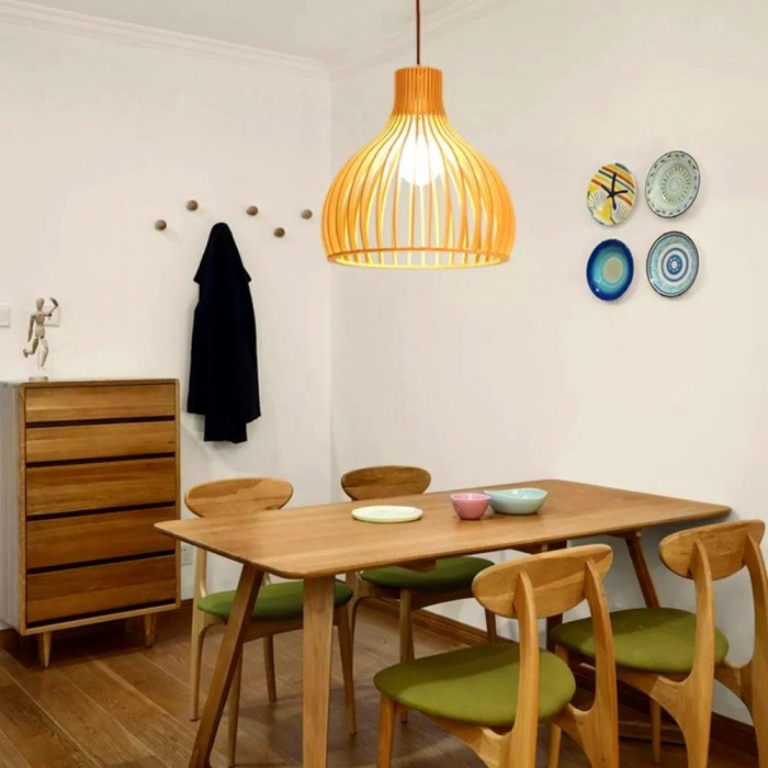 Cage hanging lamp wooden