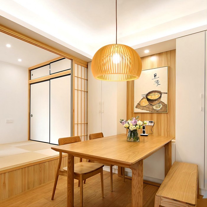 Cage hanging lamp wooden