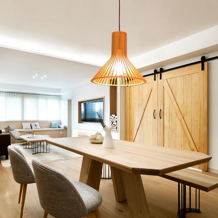 Cage hanging lamp wooden