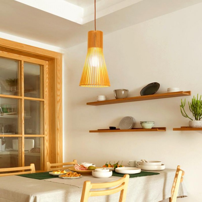 Cage hanging lamp wooden