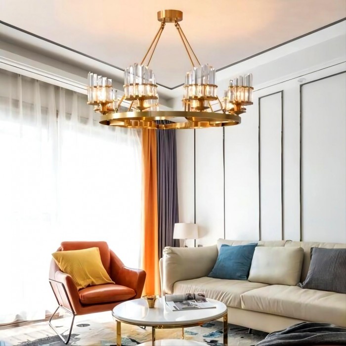 Crystal chandelier brass