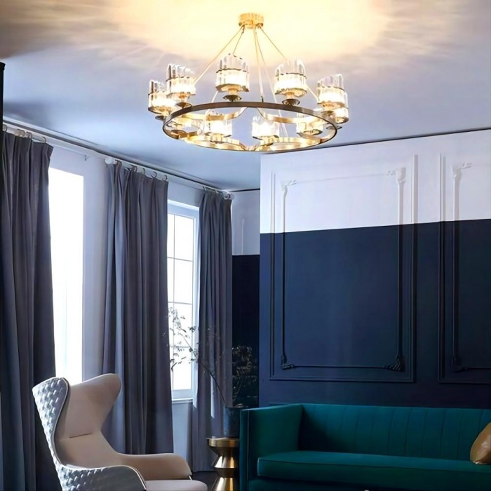 Crystal chandelier brass