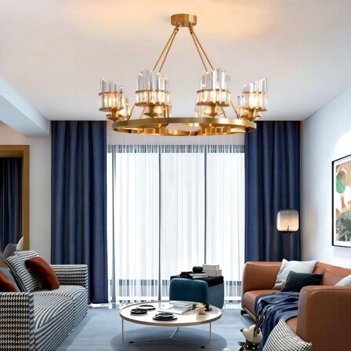 Crystal chandelier brass