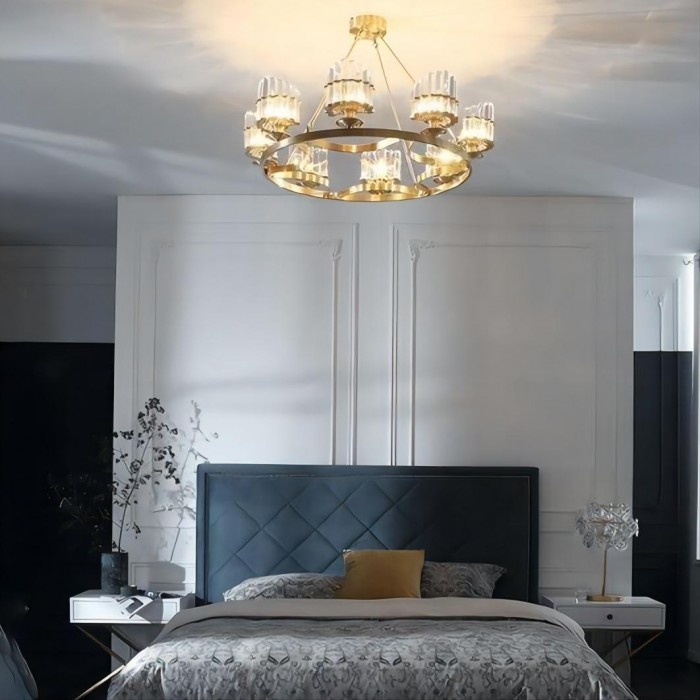 Crystal chandelier brass