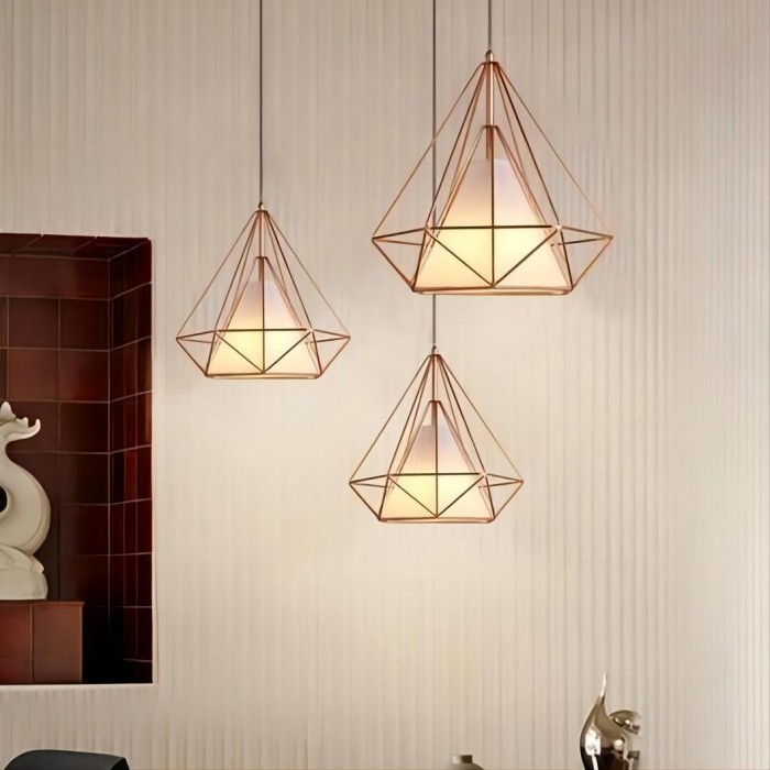 Diamond cage pendant lamp