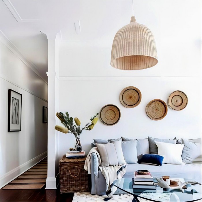 Подвесной светильник из ротанга