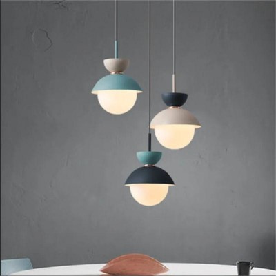 Nordic Aluminum Pendant Light with Macaroon Ball Shape for Bedroom