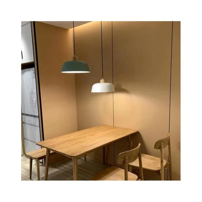 Scandinavian Metal Wood Pendant Light with Bowl Shape for Kitchen
